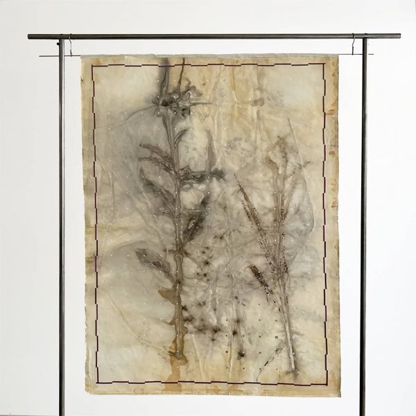 workingbert-wallhanging-plantprint-on-ragpaper-flock-gold-leaf-185 x 110 x23 cm plant print on rag paper, Tabula Rasa series